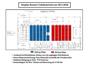 Sitzplan Konzert Cubaboarische am 30.5.2016
