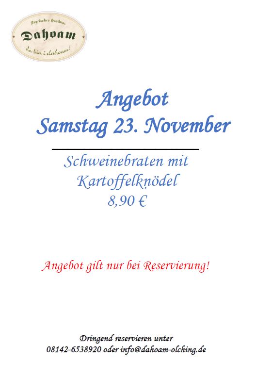 Dahoam am 23.November ….