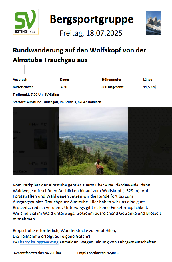 Rundwanderung mit dem SV ESTING