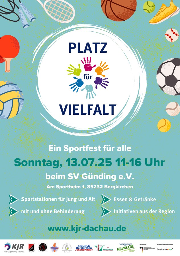 Sonntag, 13.07.2025 – SV Günding, Am Sportheim 1, 85232 Bergkirchen Platz für Vielfalt – Inklusives Sportfest