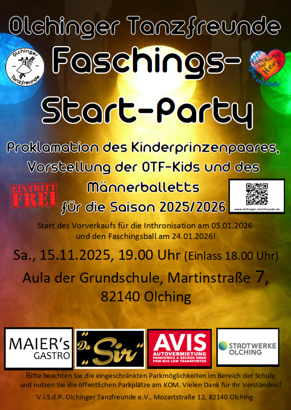 Olchinger Tanzfreunde e. V. gegründet 1981 – Faschings-Start-Party