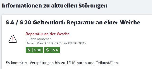 S-Bahn – Störung S-4