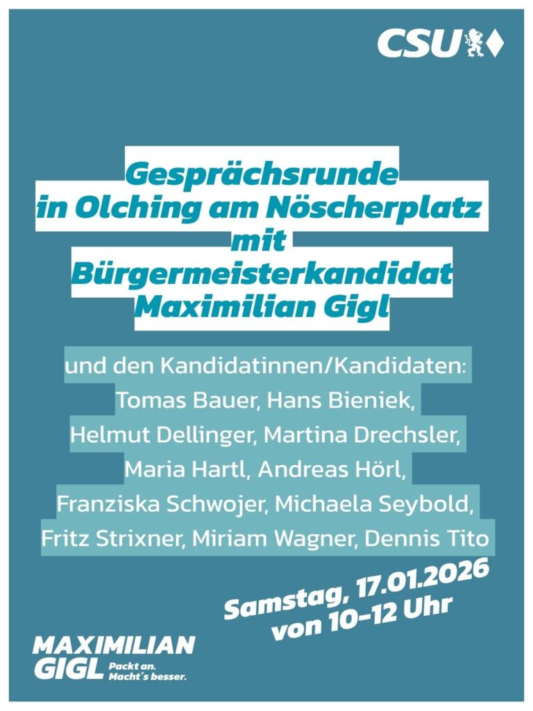 Kommunalwahl am 8. März 2026  Gesprächs- und Vorstellungsrunde in Olching am 17. Januar!