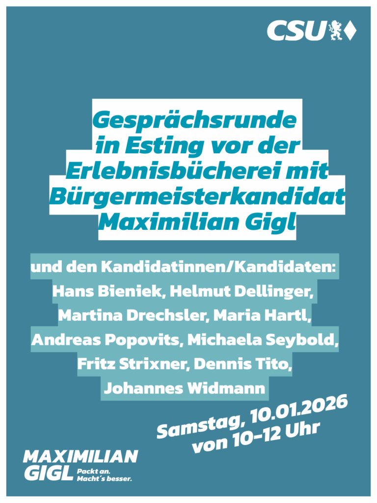 Kommunalwahl am 8. März 2026  Gesprächs- und Vorstellungsrunde in Esting am 10. Januar!