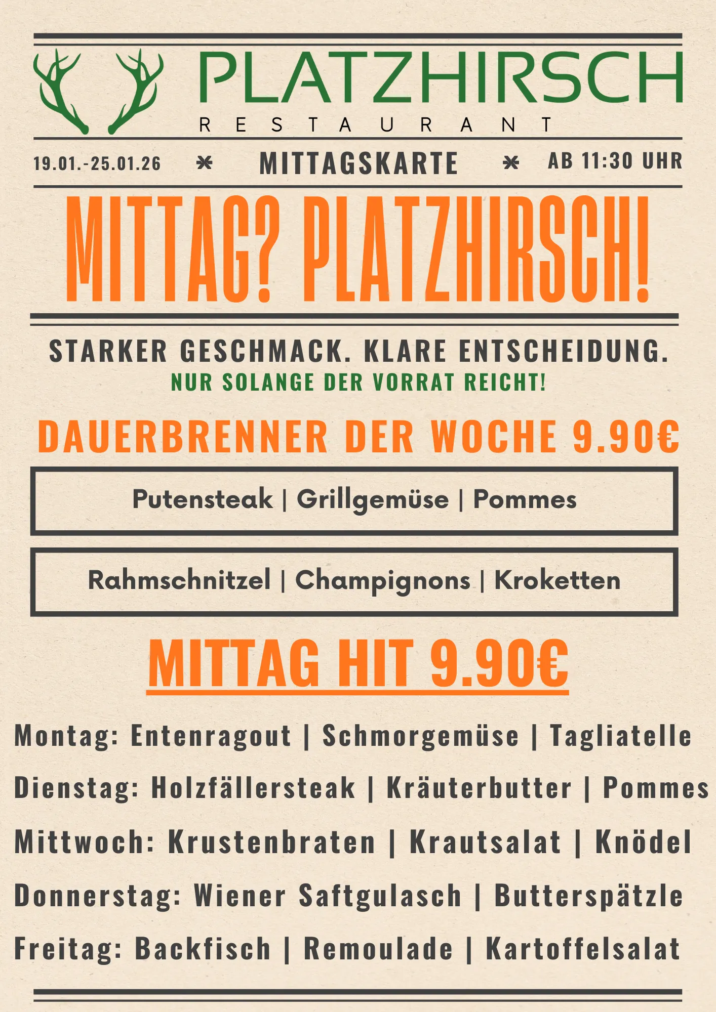 Mittag im Platzhirsch