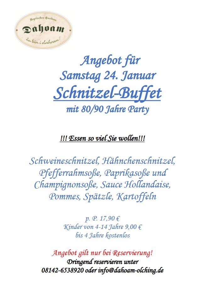 Schnitzel-Buffet im DAHOAM