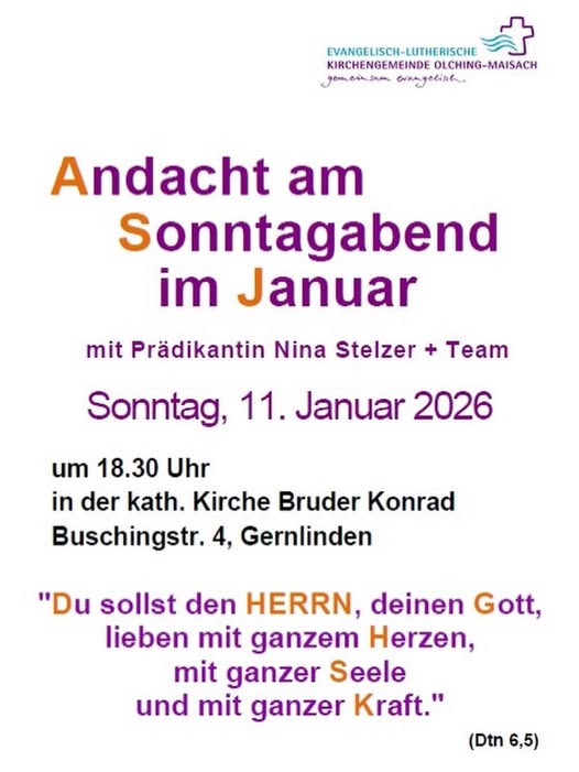 ev. Kirche  Olching/Maisach: Andacht am Sonntagabend