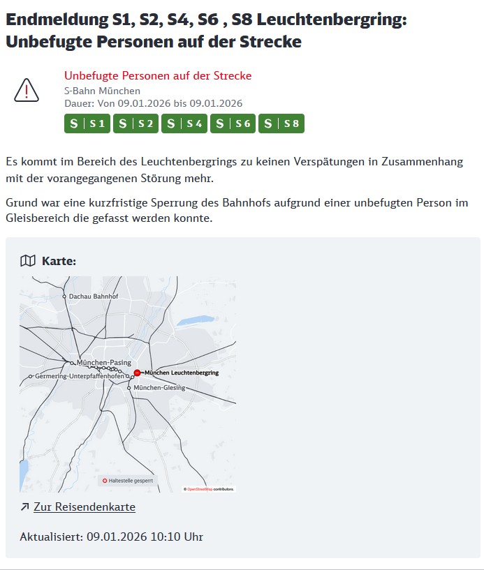 Störung auf der S-Bahn Stammstrecke