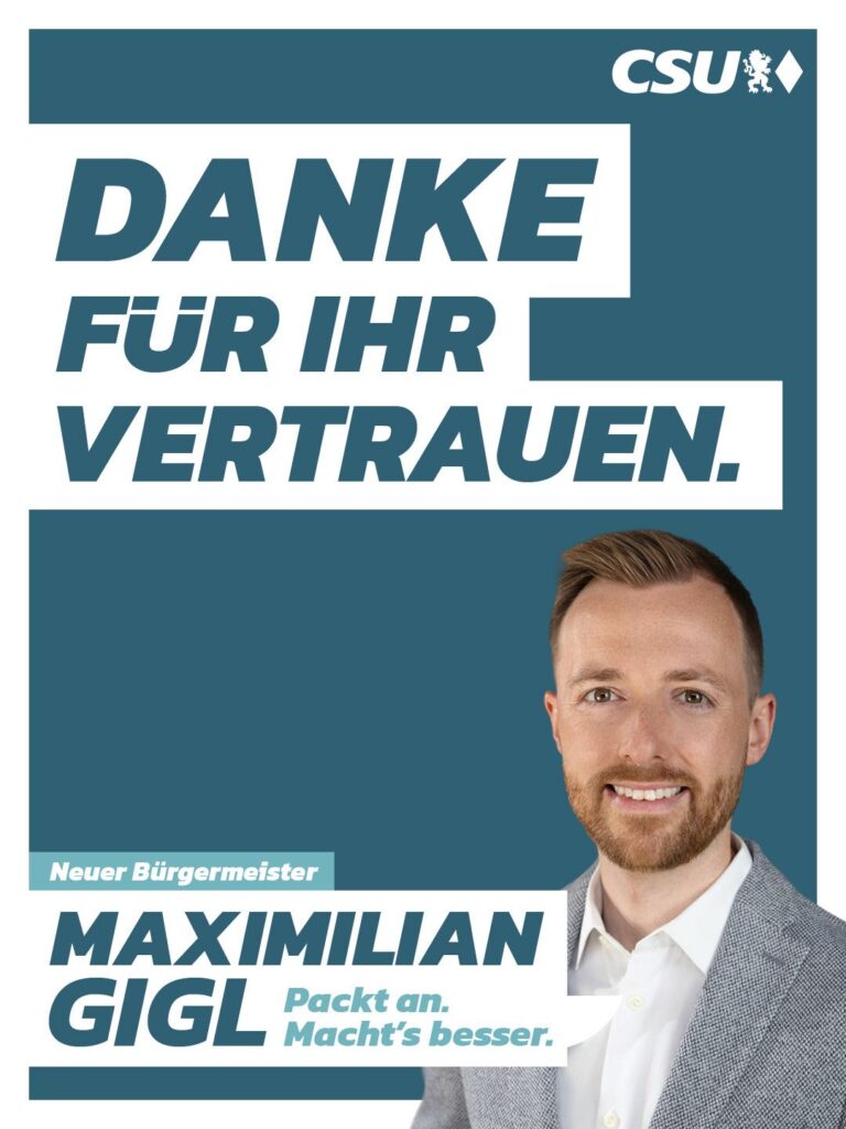 Maximilian Gigl ist neuer Bürgermeister der Stadt Olching!