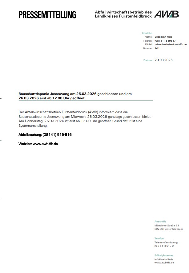 Pressemitteilung des AWB