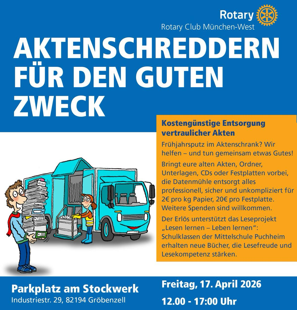 Aktenschredder Aktion des Rotary Clubs München West