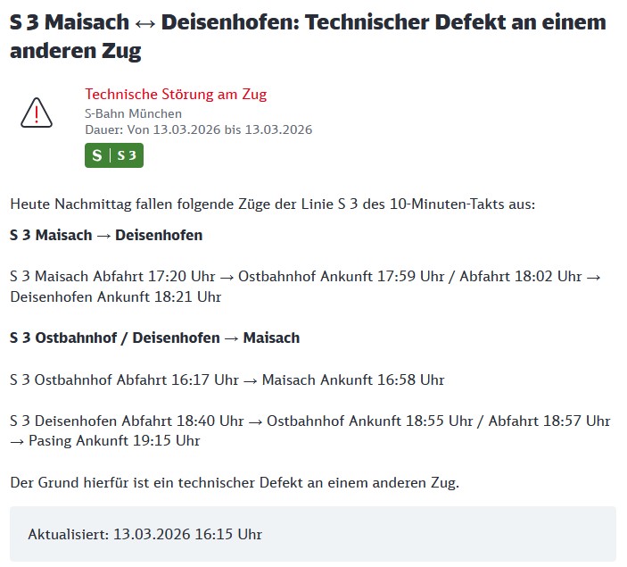 Störung S-Bahn München