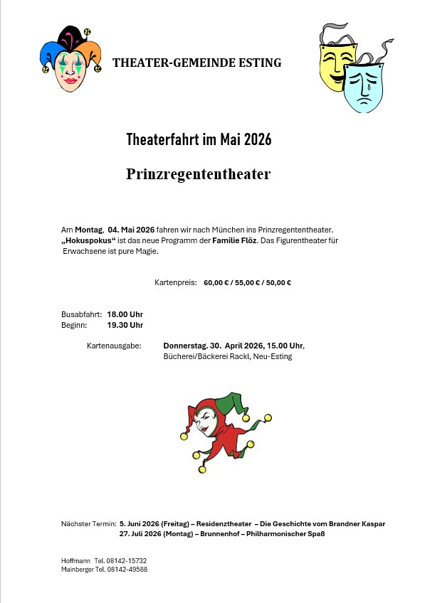 Nächste Theaterfahrt der Theatergemeinde Esting