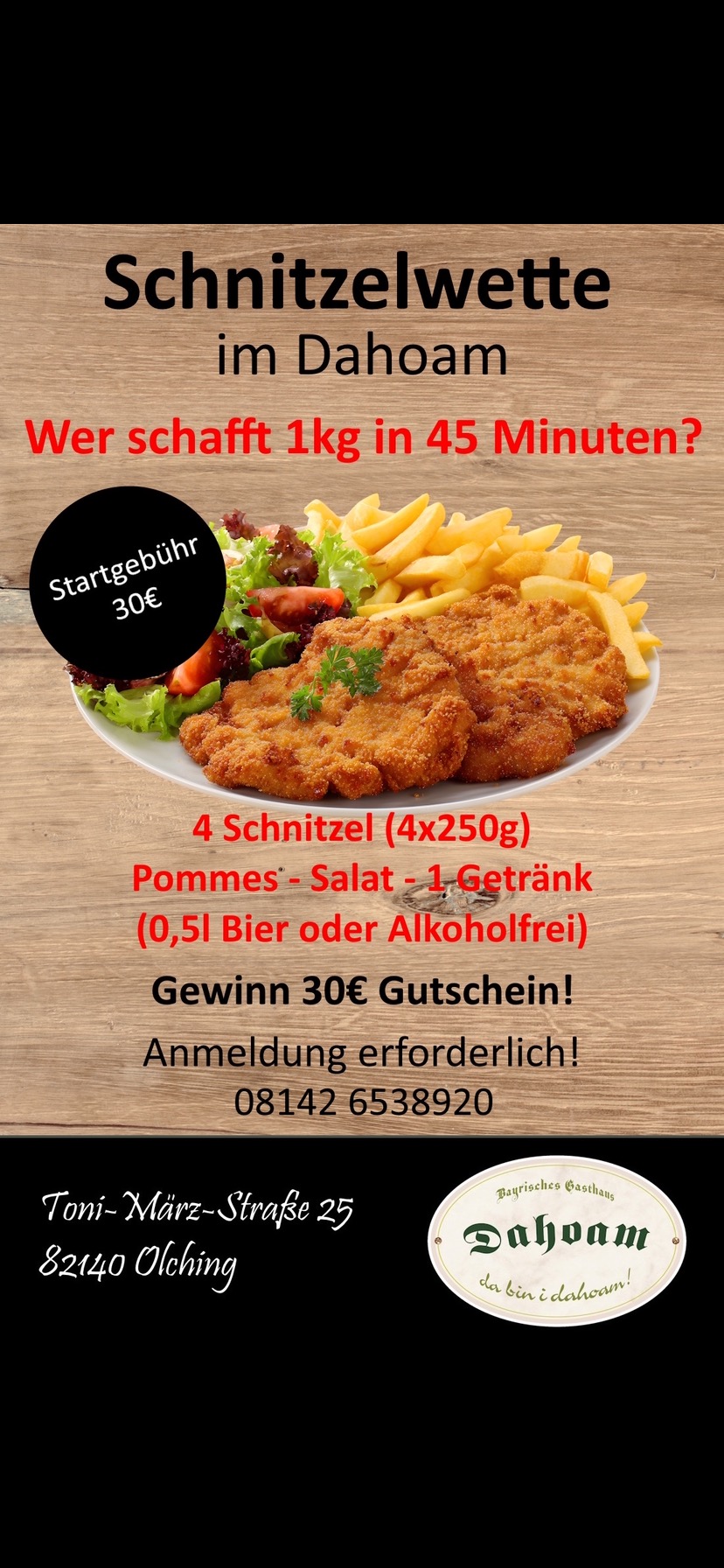 Schnitzelwette im DAHOAM
