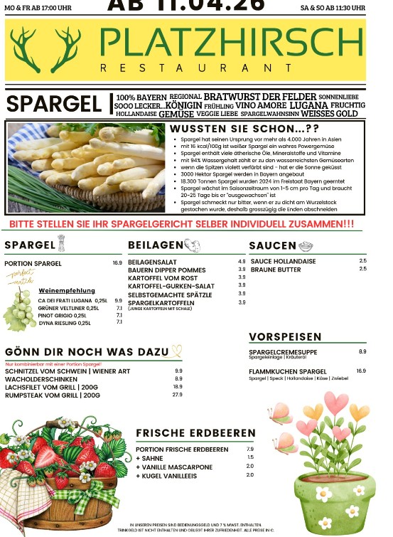 Spargel im Restaurant Platzhirsch am Golfplatz in Olching