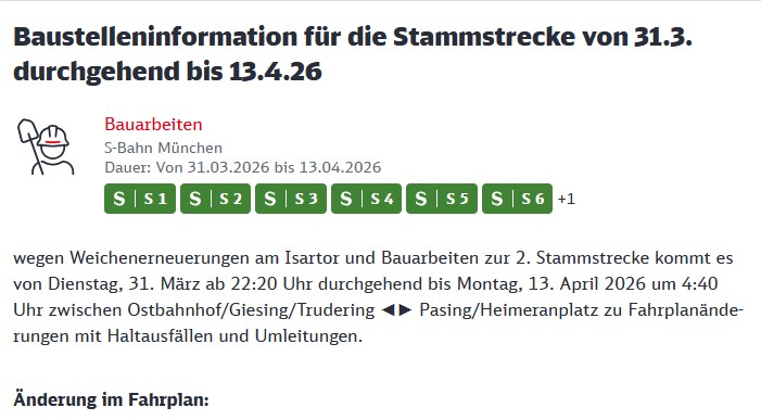 Störung S-Bahn – Stammstrecke