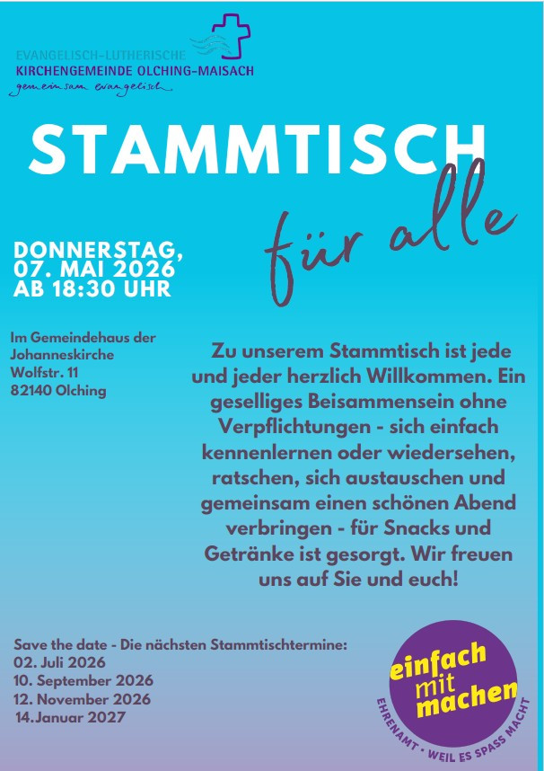 Ev. Kirche Olching: Stammtisch für ALLE