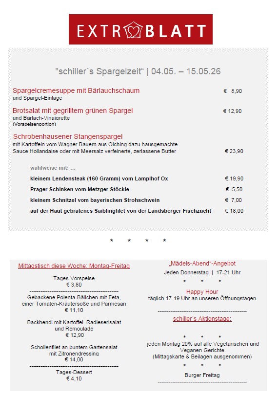EXTRABLATT – SCHILLERS SPARGELZEIT – 04.05. – 15.05.2026