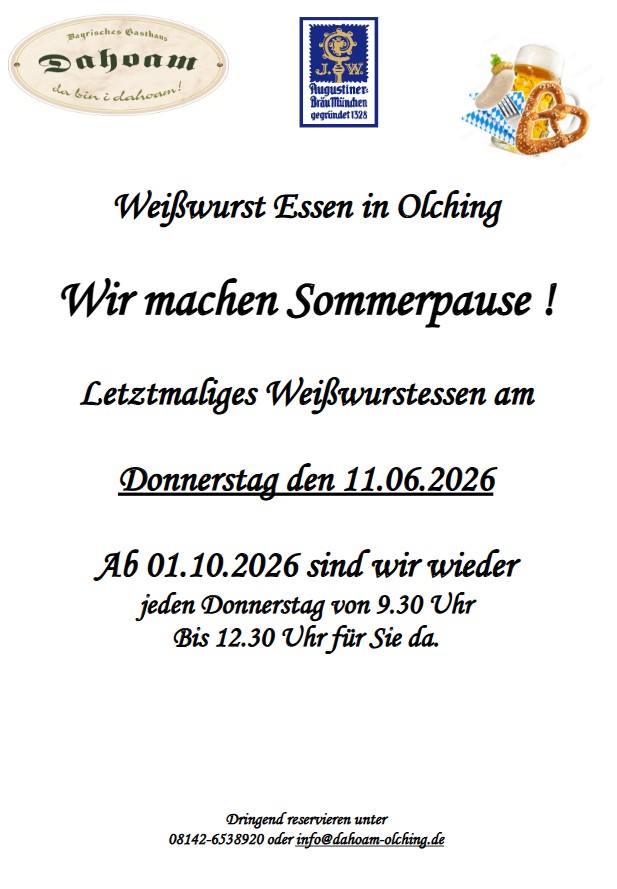 Weißwurst hat Sommerpause