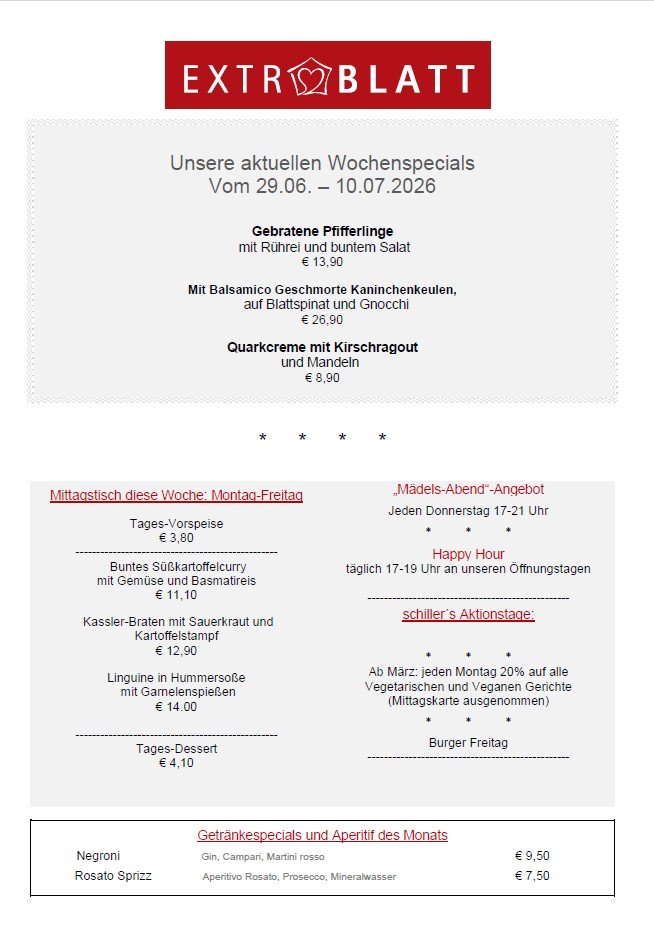 Schiller’s Extrablatt am 29.06. bis 10.07.2026