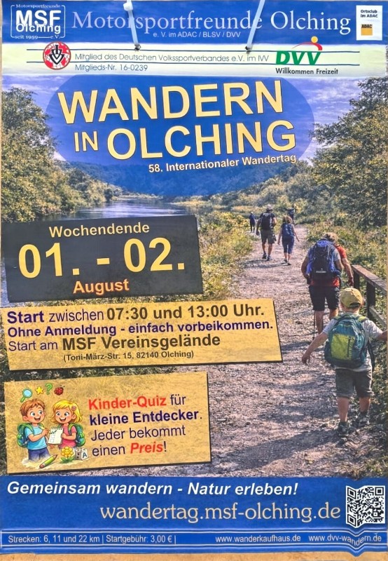 Vorschau zum Wandertag am 1. und 2.August 2026 in Olching