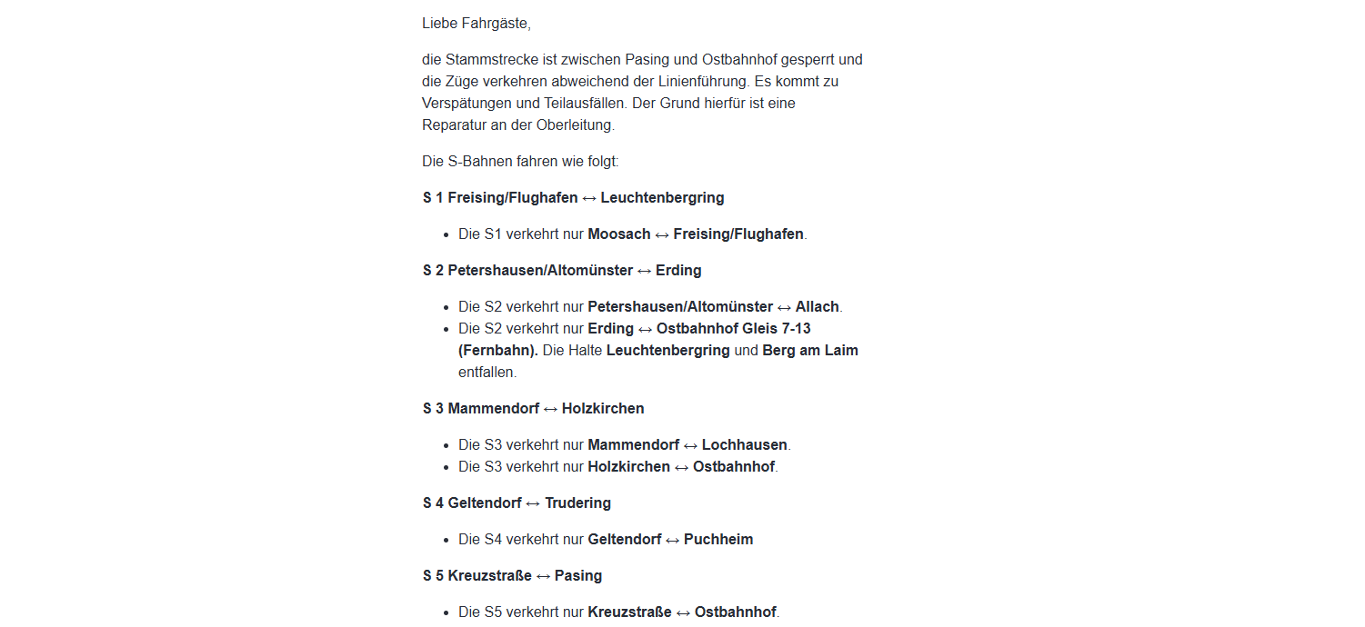 S Bahn – Ersatzprogramm Stammstrecke/Gesamtnetz: Reparatur an der Oberleitung