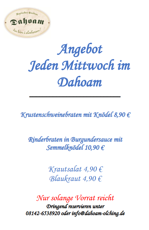 Mittwochs im DAHOAM